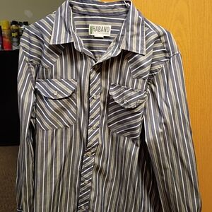 Haband Navy and White Striped Shirt